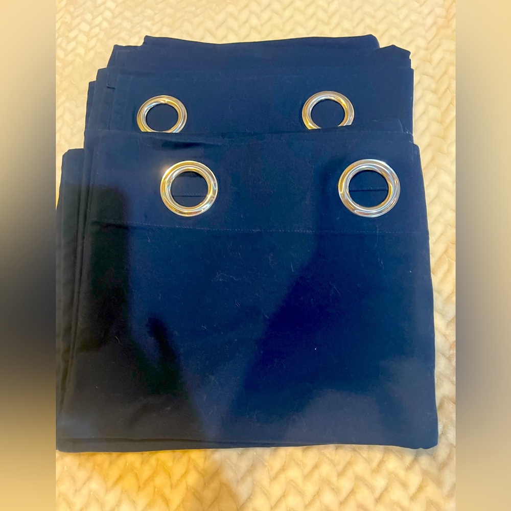 2 blue Ikea curtain panels